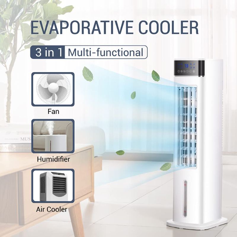 Photo 1 of Uthfy Evaporative Air Cooler, 30" Tower Fan that Blow Cold Air with Remote Control, 3 Speeds, 12H Timer, Oscillating Bladeless Cooling Fans for Bedroom Home Office
