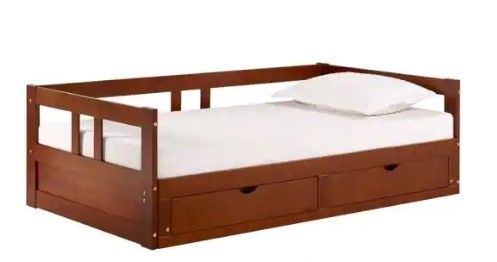 Photo 1 of INCOMPLETE-MISSING BOX(UNKNOWN BOX NUMBER)- Alaterre Furniture Melody Extendable Bed Daybed, Chestnut
