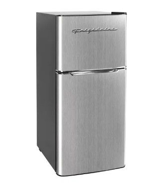 Photo 1 of **MINOR DENTS** Frigidaire, 4.5 Cu Ft, 2 Door Compact Refrigerator-Chrome Trim, EFR451, Platinum
