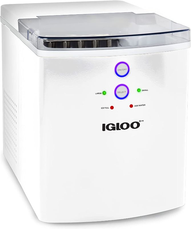 Photo 1 of Igloo 33-Pound Automatic Portable Countertop Ice Maker Machine, White