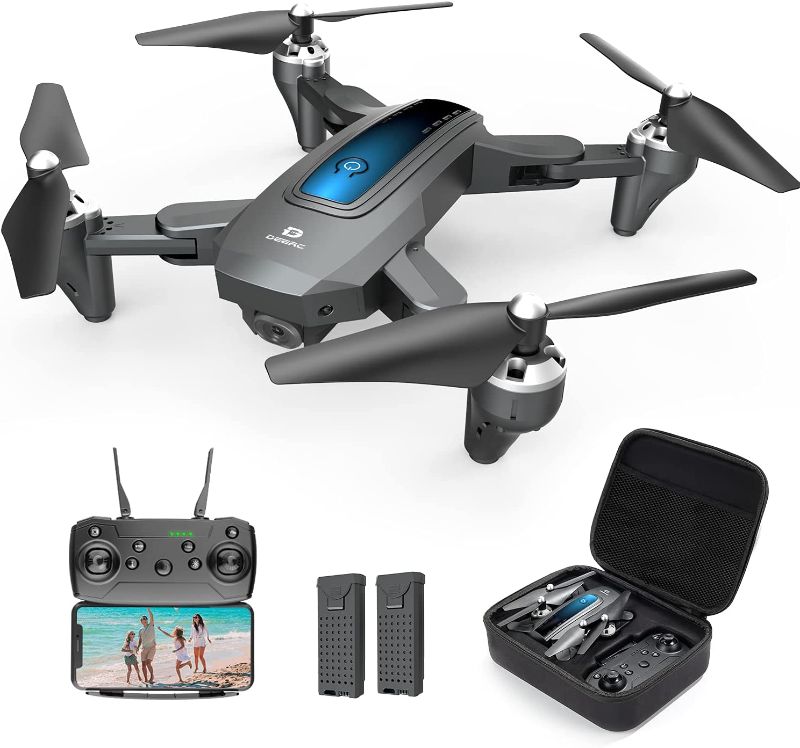 Photo 1 of DEERC Drone with Camera 2K HD FPV Live Video 2 Batteries and Carrying Case, RC Quadcopter Helicopter for Kids and Adults, Gravity Control, Altitude Hold, Headless Mode, Waypoints Functions
