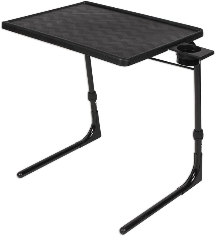 Photo 1 of ***MISSING BASE ** TV Tray Table - Folding TV Dinner Table, Couch Table Trays for Eating, Portable Bed Dinner Tray - Adjustable TV Table with 3 Angles, Cup Holder, Black
