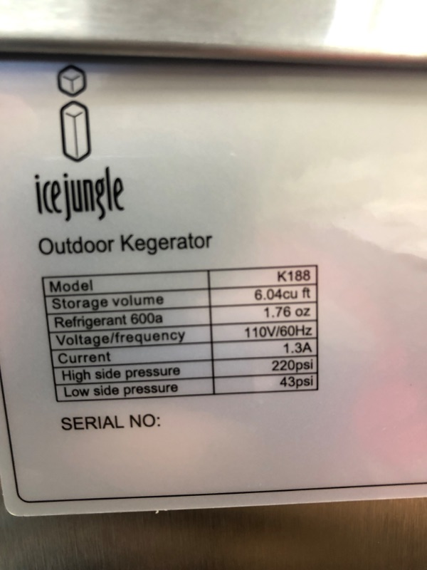 Photo 29 of ICEJUNGLE Beer Tap Kegerator,Kegerators Beer Dispenser Beverage Beer Cooler Water Cooler Dispenser 5 Gallon,Full Size Keg,1/4 Keg,1/6 Keg
dimensions 34.2"H x 24.8"L x 23.8"W (not including Tap)