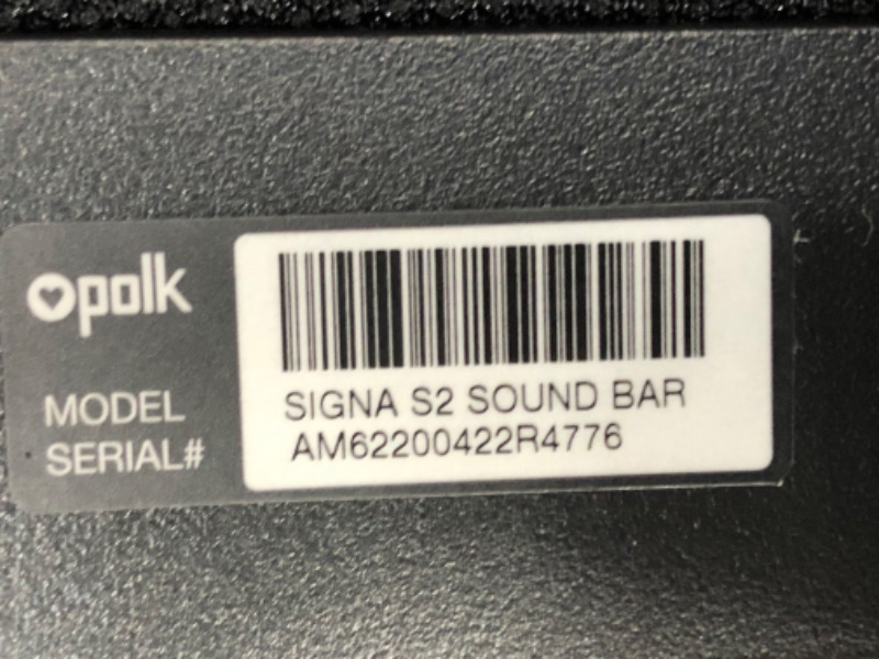 Photo 6 of PARTS ONLY NO SOUND WAS PRODUCED WHEN CONNECTED 
Polk Audio Signa S2 Ultra-Slim TV Sound Bar | Works with 4K & HD TVs | Wireless Subwoofer | Includes HDMI & Optical Cables | Bluetooth Enabled, Black

