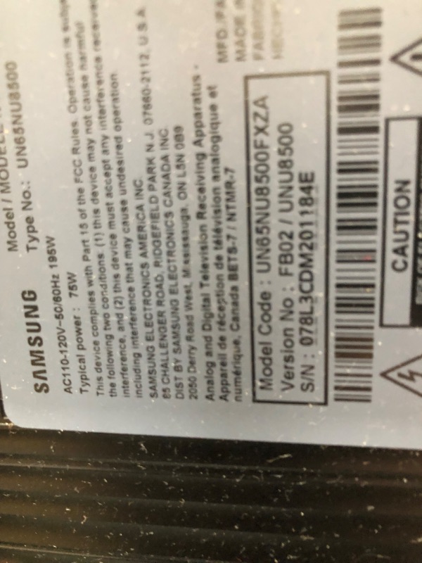 Photo 1 of PARTS ONLY DOESN'T STAY POWERED ON ONLY POWERS ON FOR A SECOND 
SAMSUNG 65-inch Class Curved UHD TU-8300 Series - 4K UHD HDR Smart TV With Alexa Built-in (UN65TU8300FXZA, 2020 Model)


