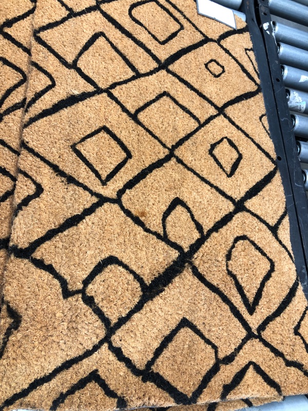 Photo 1 of 1'6" X 2'6" Outdoor Door Mat Neutral with Black Geo - Threshold™
