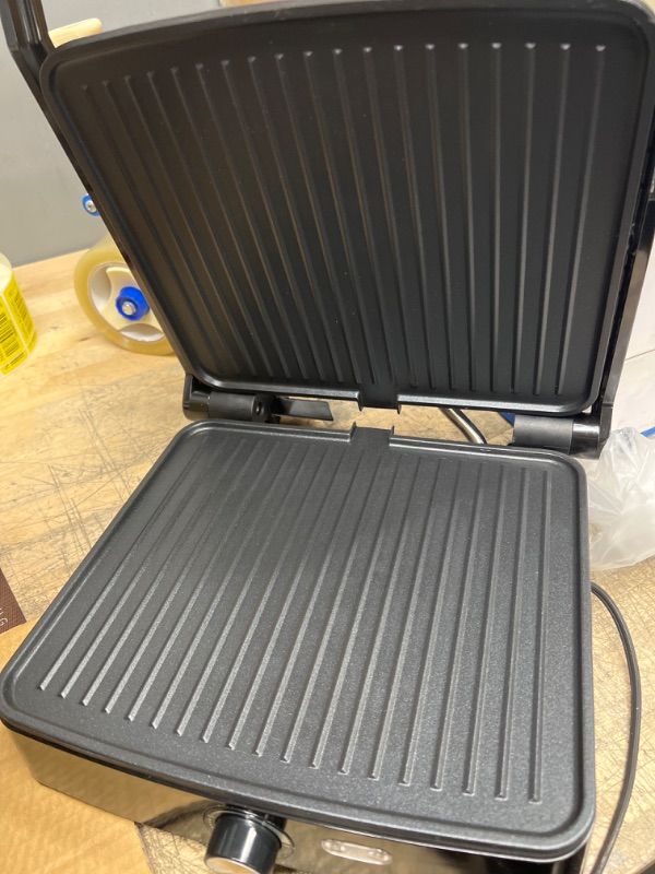 Photo 3 of ***NON-FUNCTIONAL/PARTS ONLY***
 - OSTBA Panini Press Grill Indoor Grill Sandwich Maker with Temperature Setting, 4 Slice Large Non-stick Versatile Grill, Opens 180 Degrees to Fit Any Type or Size of Food, Removable Drip Tray, 1200W
