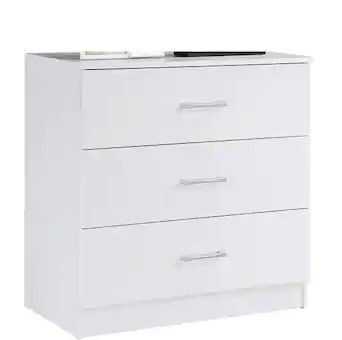 Photo 1 of 3-Drawer 30.6 in. H x 31.5 in. W x 15.5 in. D Chest in White
