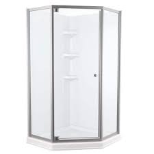Photo 1 of **OPENED**
Delta
Foundations 38 in. W x 74 in. H Neo-Angle Pivot Framed Corner Shower Enclosure in Chrome