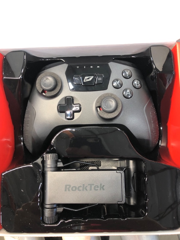 Photo 2 of RT RockTek GP1000 3 Modes Wireless& Wired Gamepad Controller with Bluetooth/2.4GHz/Wired Support PC Steam Games/PC Xinput/Android/Phone Bracket