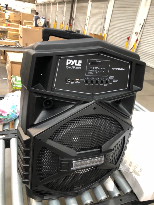 Photo 3 of Portable Bluetooth PA Speaker System - 1000W Outdoor Bluetooth Speaker Portable PA System w/Microphone in, Party Lights, USB SD Card Reader, FM Radio, Wheels - Mic, Remote Control - Pyle PPHP1264A
