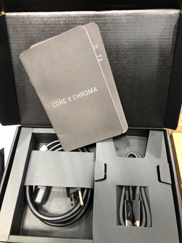 Photo 1 of Razer Core X Chroma Aluminum External GPU Enclosure (eGPU): Compatible with Windows & MacOS Thunderbolt 3 Laptops, NVIDIA /AMD PCIe Support, 700W PSU, 4x USB 3.1, 1x Gbit Ethernet, Chroma RGB, Black
