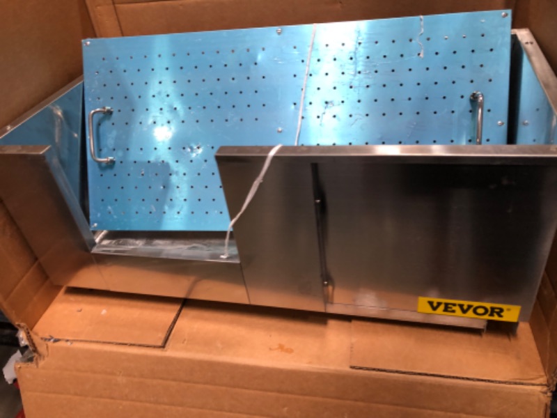 Photo 2 of **Missing Some Hardware**VEVOR Dog Grooming Tub, 38" Left Pet Wash Station, Professional Stainless Steel Pet Grooming Tub Rated 180LBS Load Capacity, Non-skid Dog Washing Station Comes with Ramp, Faucet, Sprayer and Drain Kit
