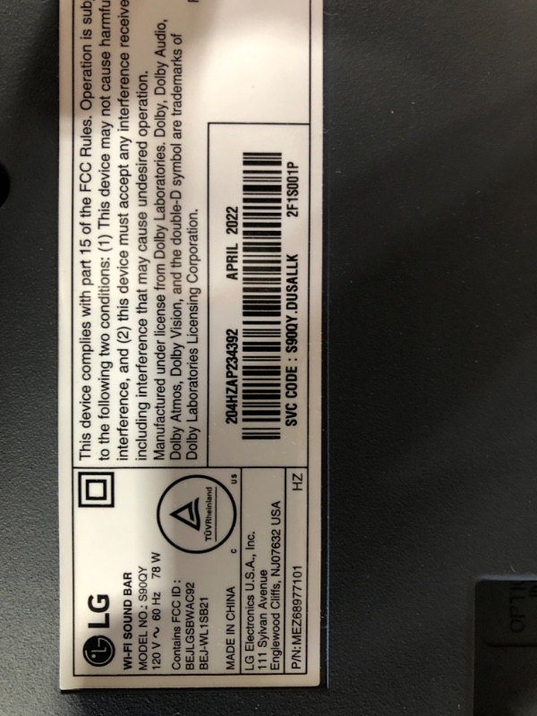 Photo 1 of LG S90QY 5.1.3ch Sound bar with Center Up-Firing, Dolby Atmos DTS:X, Works with Airplay2, Spotify HiFi, Alexa, High-Res Audio, IMAX Enhanced, Synergy with LG TV, Meridian, HDMI eARC, 4K Pass Thru
