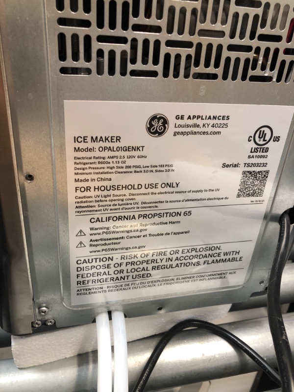Photo 1 of **DAMAGED**MISSING PARTS** GE Profile™ Opal™ Nugget Ice Maker + Side Tank
