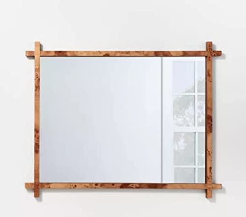 Photo 1 of 24" X 30" Burl Wood Cross Corner Decorative Wall Mirror Natural - Threshold Designed with Studio McGee
