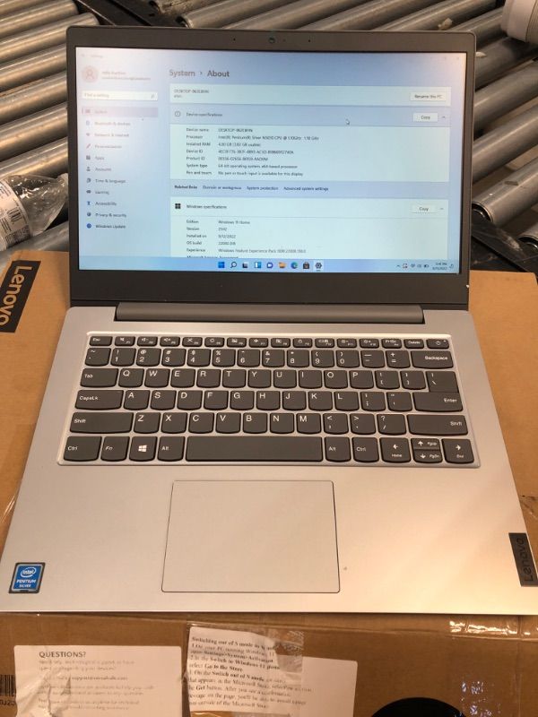 Photo 2 of Lenovo IdeaPad 1 14IGL05 81VU00D6US 14" Notebook - HD - 1366 x 768 - Intel Pentium Silver N5030 Quad-core (4 Core) 1.10 GHz - 4 GB RAM - 128 GB SSD
