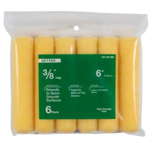 Photo 1 of 2 pack - 6 in. x 3/8 in. High-Density Polyester Knit Mini Paint Roller (6-Pack)
