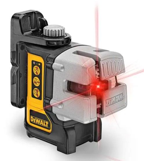 Photo 1 of DEWALT 50 ft. & 165 ft. Red Self-Leveling 3-Beam Cross Line Laser Level with (4) AA Batteries & Case