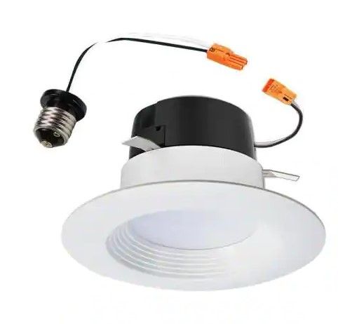 Photo 1 of Halo LT4 Series 4 in. Selectable CCT (3000K-5000K) Integrated LED, White Recessed Light, Dimmable Retrofit Trim