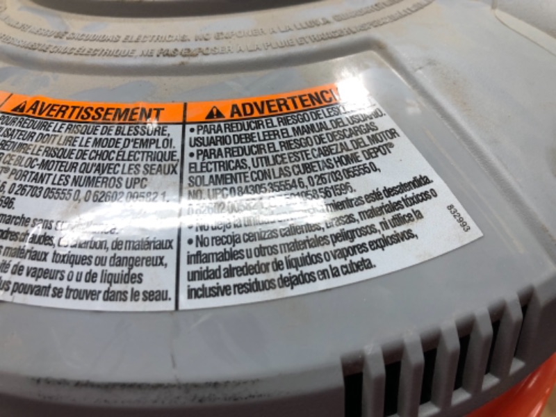 Photo 4 of Bucket Head
5 Gal. 1.75-Peak HP Wet/Dry Shop Vacuum Powerhead with Filter Bag and Hose (Come With Bucket) 