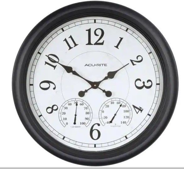 Photo 1 of AcuRite 24 in. Black Clock with Thermometer and Hygrometer