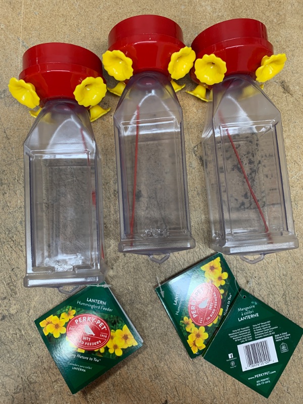 Photo 2 of  3- Pack Perky-Pet Red Plastic Lantern Hummingbird Feeder - 18 Oz Capacity
