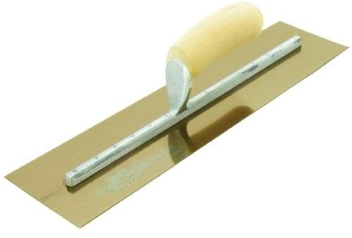 Photo 1 of 16 in. x 4 in. Golden Stainless Steel Curved Wood Handle Finishing Trowel
