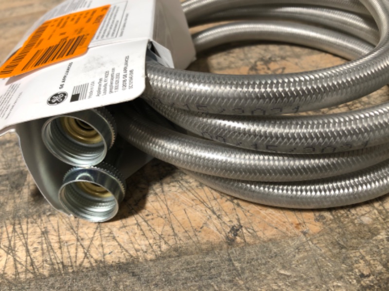 Photo 2 of 4 ft. Universal Stainless Steel Washer Hoses with 90 degree Elbow (2-Pack)
