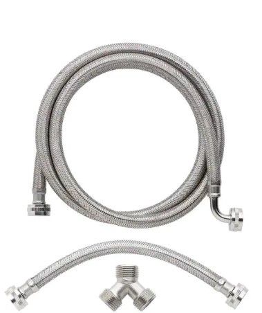 Photo 1 of 3/4 in. FIP x 3/4 in. FIP x 72 in. Braided Stainless Steam Dryer Installation Kit
