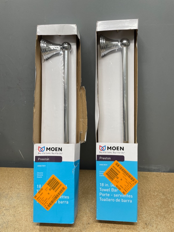 Photo 2 of ***2 Pack*** MOEN Preston 18 in. Towel Bar in Chrome