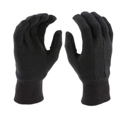 Photo 2 of Bundle of 6 items. Men's Large Brown Jersey Gloves (3-Pack)(x2), Large Nitrile Coated Work Gloves (5 Pack), Large Light Duty Glove (Just a single glove, not a pair), Large Nitrile Coated Work Gloves (10 Pack), and White 4-Point Pinlock Suspension Cap Styl