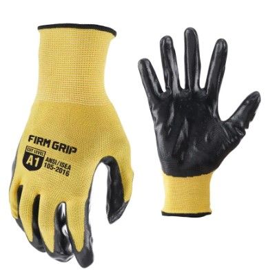 Photo 5 of Bundle of 6 items. Men's Large Brown Jersey Gloves (3-Pack)(x2), Large Nitrile Coated Work Gloves (5 Pack), Large Light Duty Glove (Just a single glove, not a pair), Large Nitrile Coated Work Gloves (10 Pack), and White 4-Point Pinlock Suspension Cap Styl