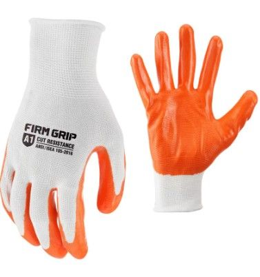 Photo 3 of Bundle of 6 items. Men's Large Brown Jersey Gloves (3-Pack)(x2), Large Nitrile Coated Work Gloves (5 Pack), Large Light Duty Glove (Just a single glove, not a pair), Large Nitrile Coated Work Gloves (10 Pack), and White 4-Point Pinlock Suspension Cap Styl