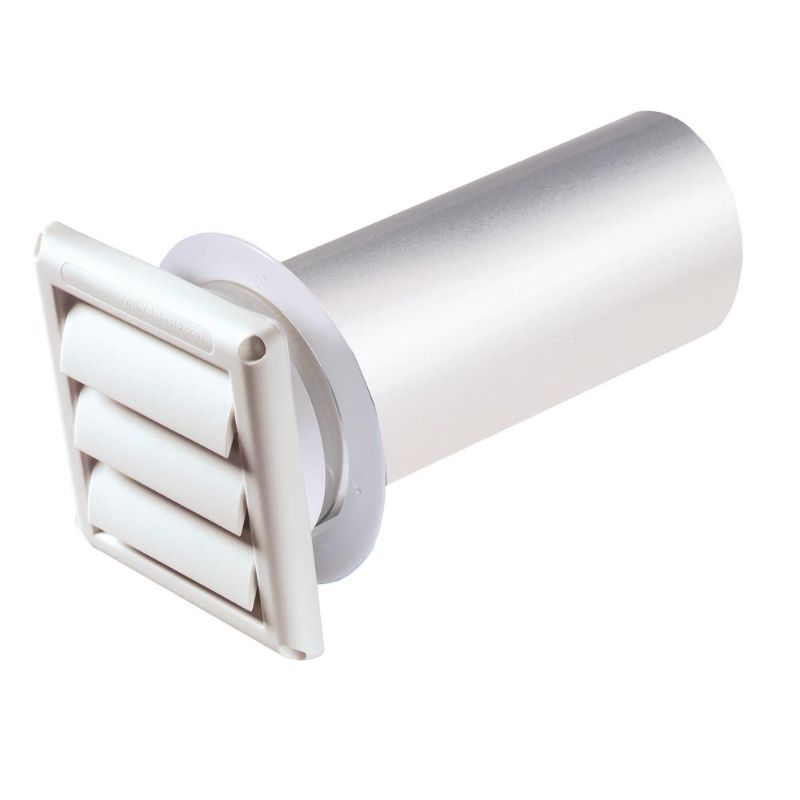 Photo 1 of 2- Pack   DEFLECTO Louvered 4 in. White Hood with Air Tight Pipe Dryer Vent
