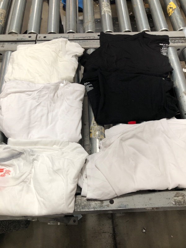 Photo 1 of 6PK MENS ASSORTED CREW NECK SHIRTS BACK/WHITE (S,L,XL) PACK