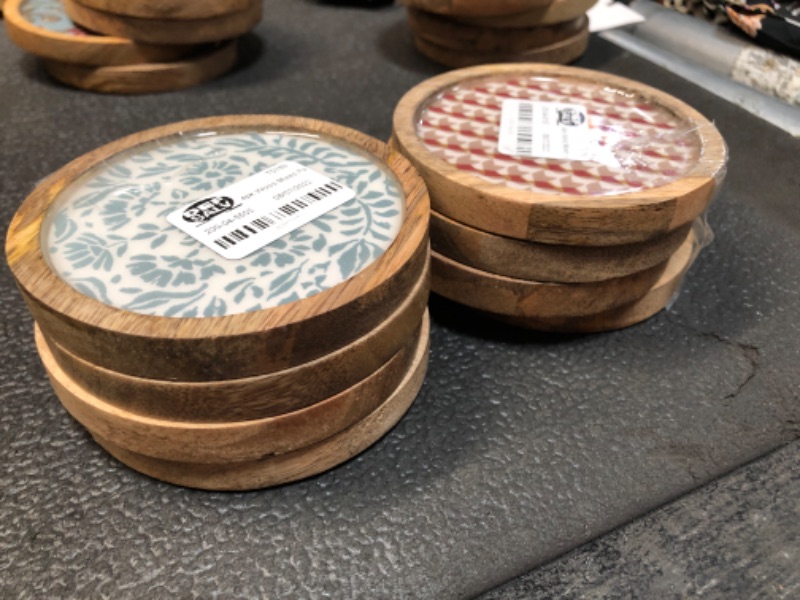 Photo 2 of 2PK-4pk Wood Mixed Pattern Coasters - Threshold™ (STYLES VARY)

