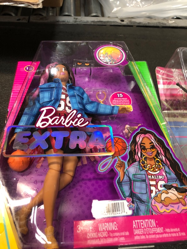 Photo 2 of Barbie Extra Doll #13 with Basketball Jersey and Pet
