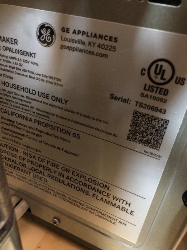 Photo 5 of **MINOR DAMAGE** GE Profile Opal | Countertop Nugget Ice Maker with Side Tank | Portable Ice Machine Makes up to 24 lbs. of Ice Per Day | Stainless Steel Finish

