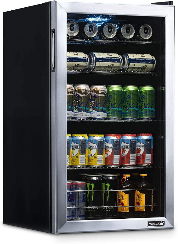 Photo 1 of NewAir Beverage Refrigerator And Cooler, Free Standing Glass Door Refrigerator Holds Up To 126 Cans,