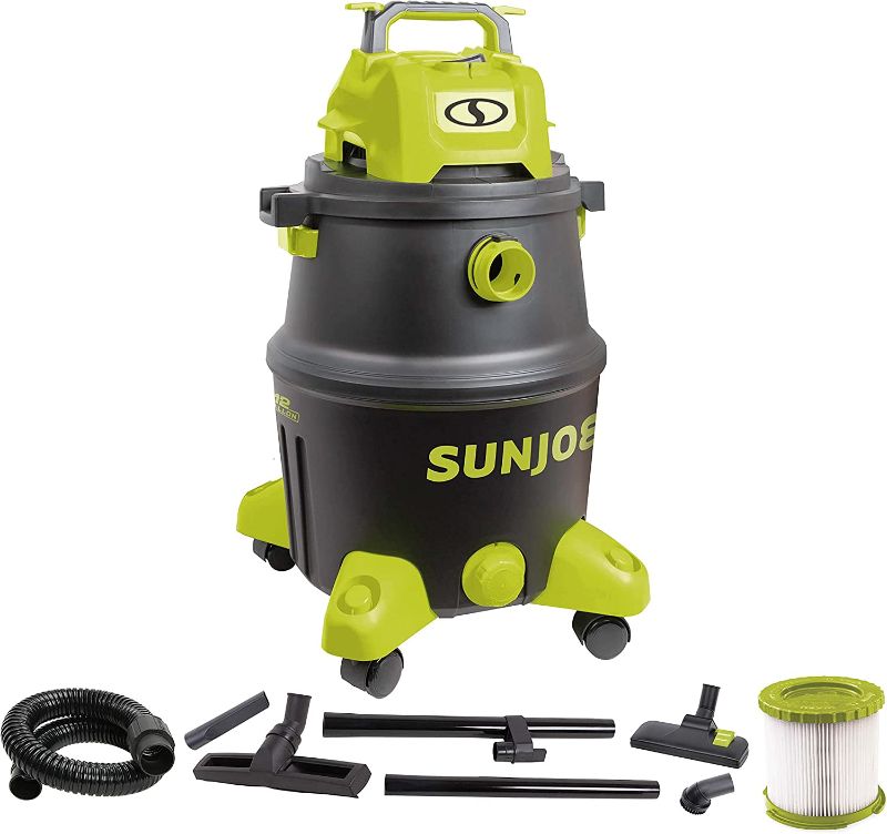 Photo 1 of Sun Joe SWD12000 12-Gallon 1200-Watt 6.5 Peak HP Wet/Dry Shop Vacuum, HEPA Filtration, Wheeled w/Cleaning Attachments