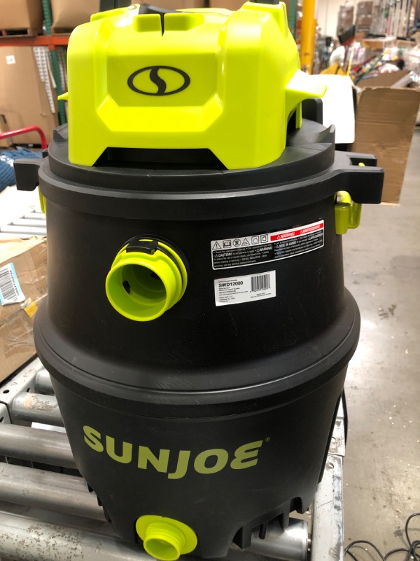 Photo 2 of Sun Joe SWD12000 12-Gallon 1200-Watt 6.5 Peak HP Wet/Dry Shop Vacuum, HEPA Filtration, Wheeled w/Cleaning Attachments