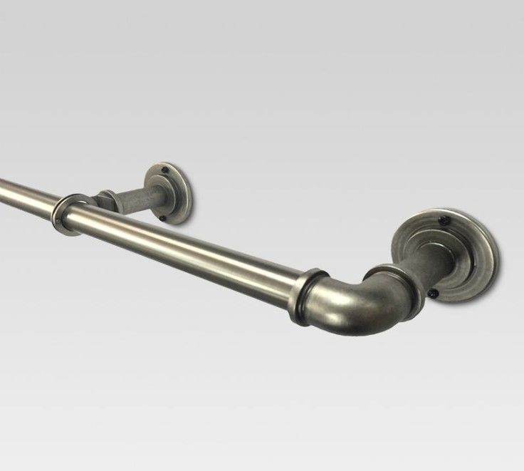 Photo 1 of 120"-170" Pipe French Curtain Rod Gray - Threshold™