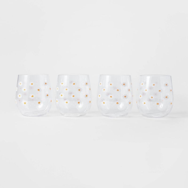 Photo 1 of 2 pack - 14oz 4pk Plastic Floral Stemless Wine Glasses - Sun Squad™
