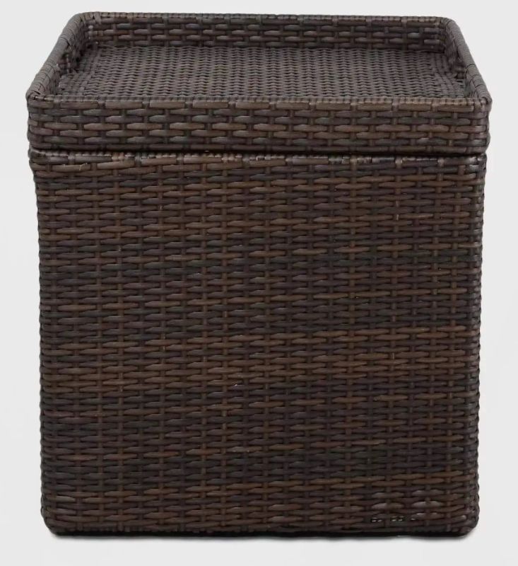 Photo 1 of 17.5" x 17.5" Wicker Storage Accent Patio Table - Brown
