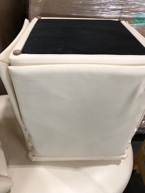 Photo 2 of 17"x14"x14" beige leather ottoman 