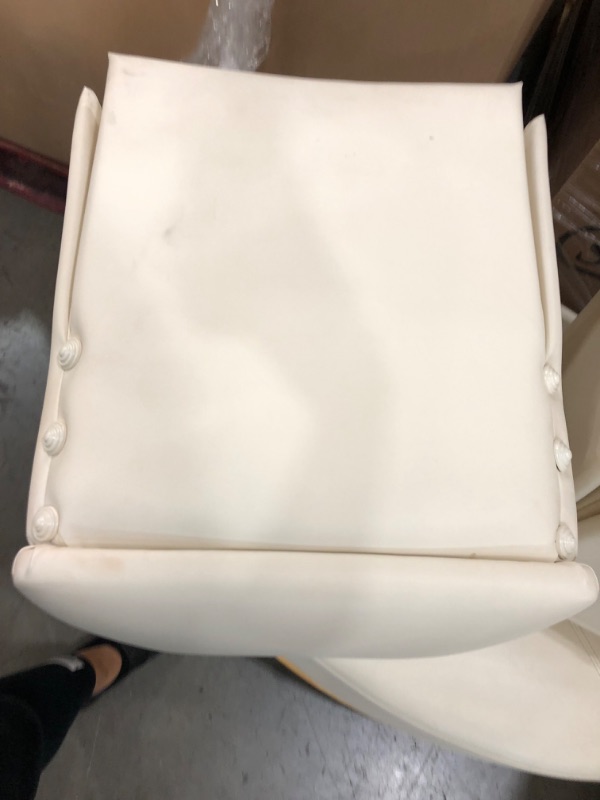 Photo 1 of 17"x14"x14" beige leather ottoman 