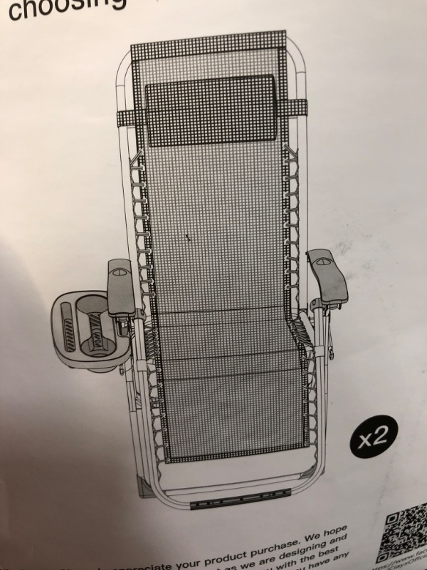 Photo 1 of  2 Pieces Zero Gravity Chair Patio Folding Lawn Lounge Chairs Outdoor Lounge Gravity Chair Camp Reclining Lounge Chair
