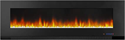 Photo 1 of Amazon Basics Wall-Mounted Recessed Electric Fireplace - 60-Inch, Black
