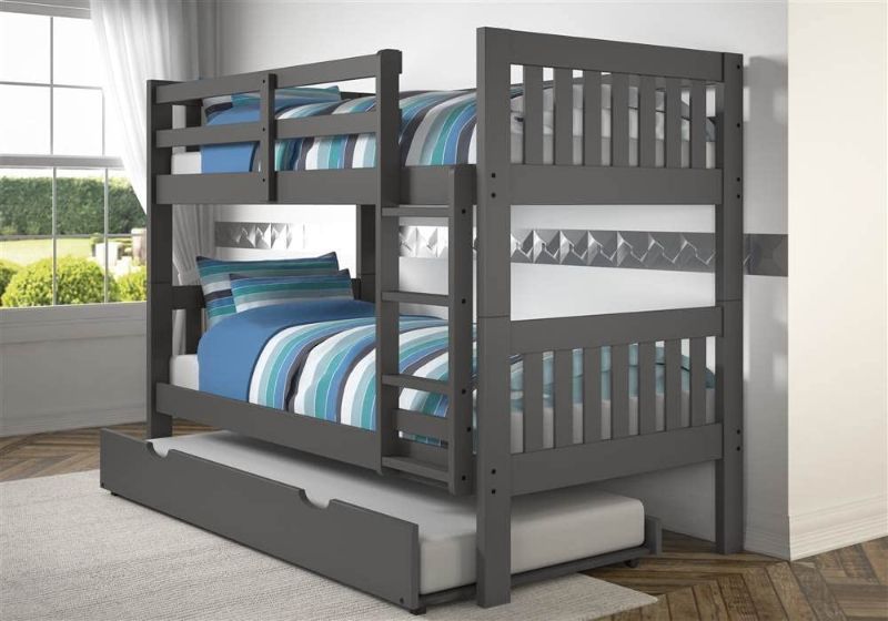 Photo 1 of **INCOMPLETE BOX 1 OF 3**DONCO KIDS 1010-3TTDG_503-DG MISSION BUNK BED WITHTRUNDLE TWIN/TWIN DARK GREY
